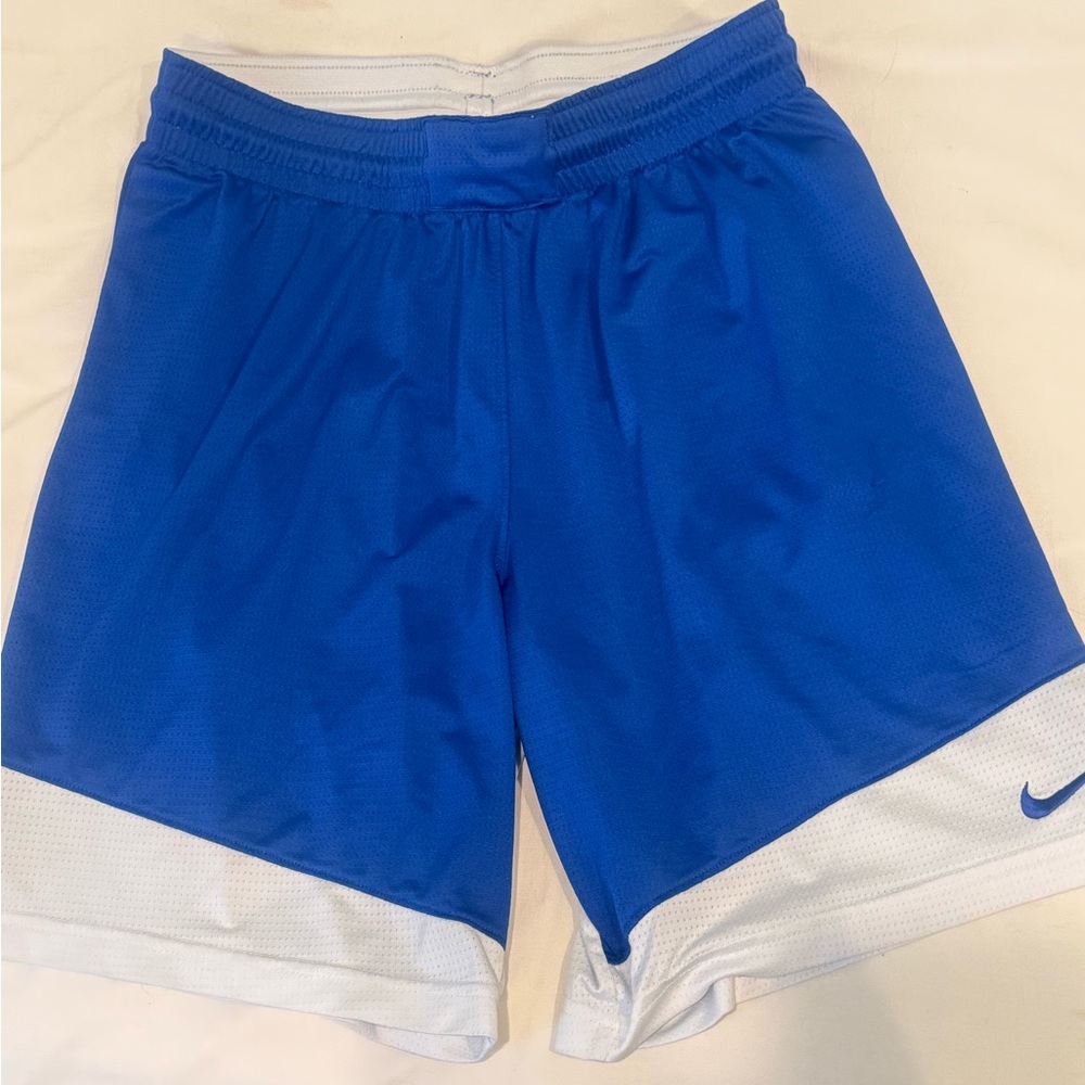 Nike Royal Blue and White Dri-Fit Shorts
